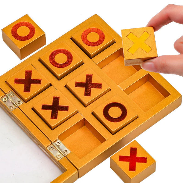 Unique Gift  Classic XOXO Tic Tac Toe Wooden Board Game Kids And Adults Brain Teaser Ideal For Family Fun Travel Party Favors