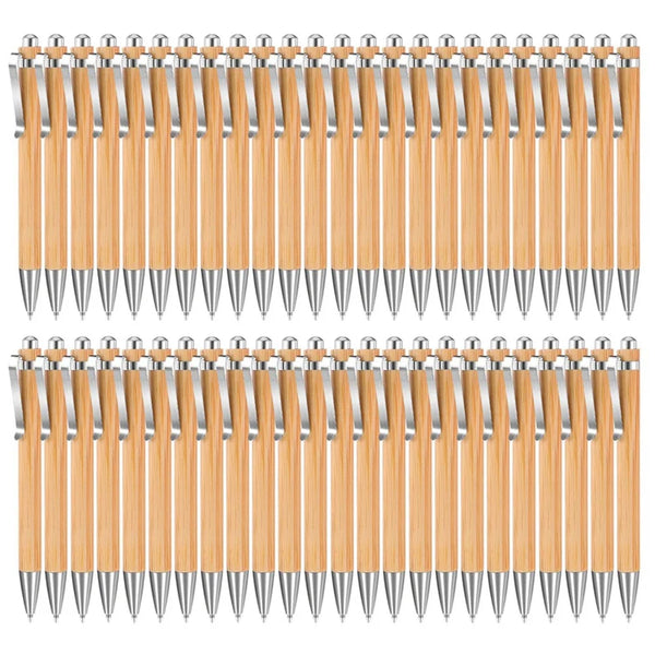 50Pcs Bamboo Pen Wood Ballpoint Pen Thank You Pen Bulk Appreciation Gift For Women Men Office Teacher Coworker Black Ink