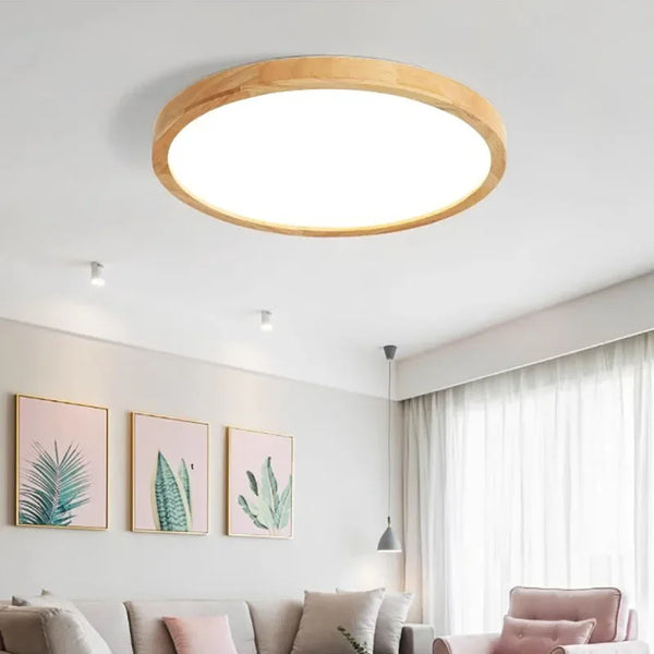 Ultra-thin LED Wooden Ceiling Lights for Living Room Bedroom Nordic Ceiling lamp Wood Fixture Lamp Modern Acrylic Lampshade