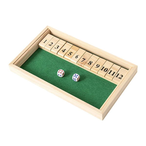 Shut The Box Game - 12 Numbers Wooden Dice Game Family Traditional Game Dice Toy for Home Gathering Party Play Game Toy