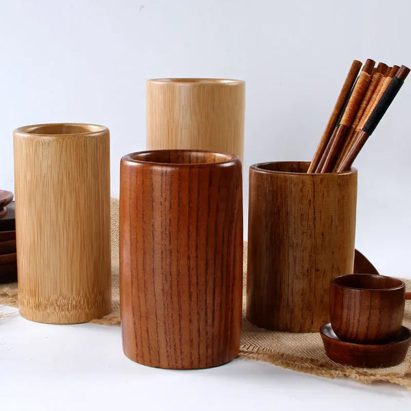 Household Bamboo Chopstick Tube Kitchen Accessories Table Storage BBQ Bamboo Stick Tube Noodle Restaurant Chopstick Tube