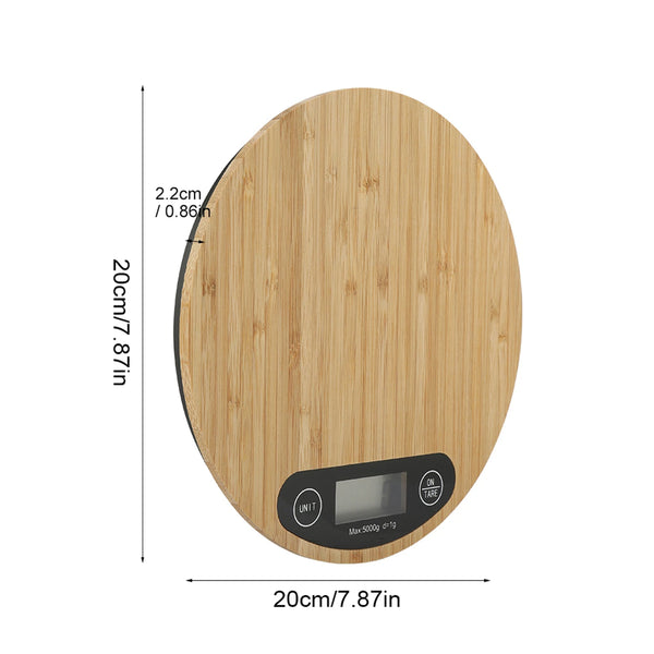 Bamboo LED Kitchen Scale, 5kg/ 1g Durable Bamboo Food Scale - LED Display for Precise Measurements for Kitchen