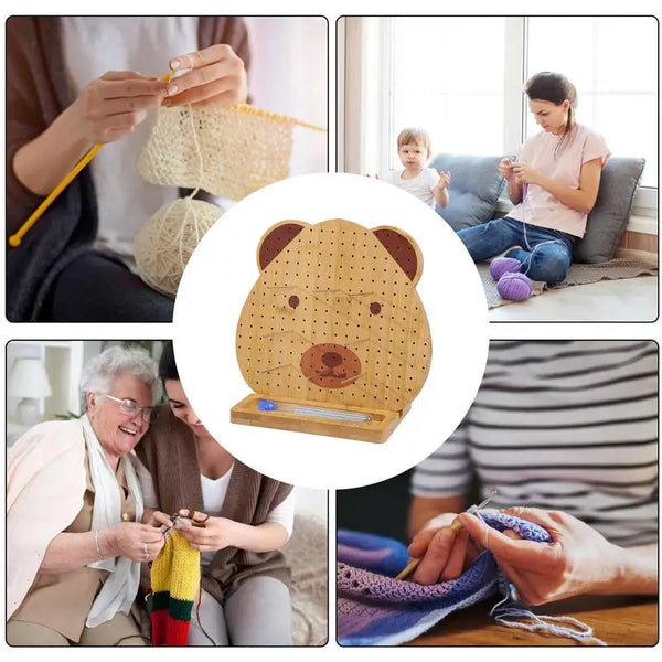 Crochet Blocking Board Bear-Shaped Wooden Board Tools for Knitting Wooden Crocheting Accessories With Board Base for Sewing