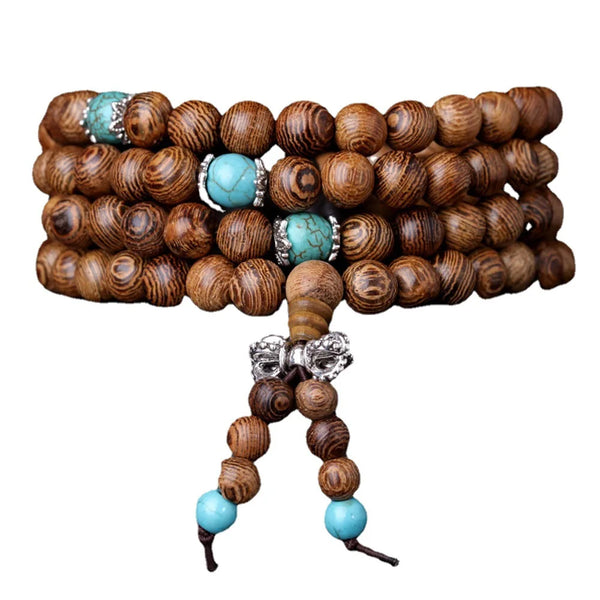 Pure Natural Chicken Wings Wood Beads Bracelet Men and Women Rosary 108MM Neck 0.6mm Blessing Lucky Hand String Chanting Sutras