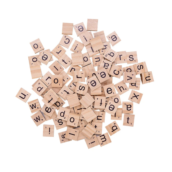 100pcs Letters Wooden English Alphabet Number Digtal Embellishments For Crafts English Words Kids Educational Wood Puzzle Toys